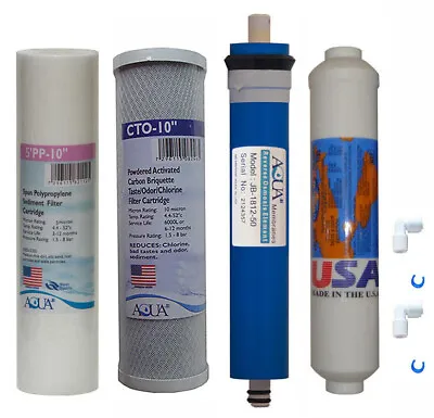 4 Stage Reverse Osmosis Replacement Filter Set With 50 GPD Membrane USA • $39.90