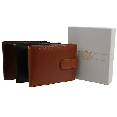Mens Quality Soft Leather Tabbed Wallet By London Leather Goods Trifold Gift ... • £19.95