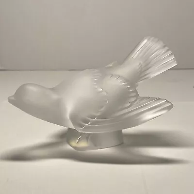 Lalique France Crystal Sparrow Paper Weight Satin Frosted Signed & Sticker • £63.35