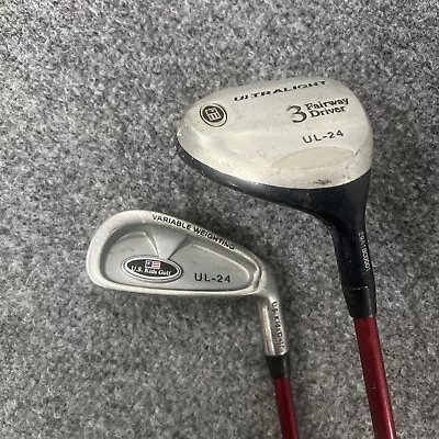 US Kids Golf 39 UL-24 - 2 Club Set Red USKG Right Handed - 3 Wood & 7 Iron • $33.99