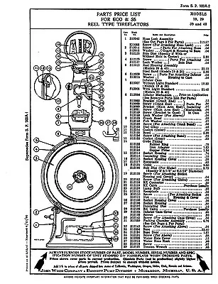 ECO Tireflator 19 20 39 40 Factory Parts List Gas Station Air Pump Tiremeter • $15.79