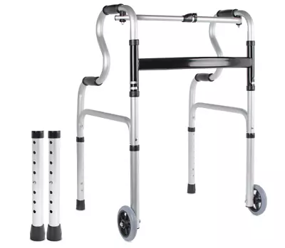 Lightweight Zimmer Frame Mobility Walker With Front Wheels Foldable • £56