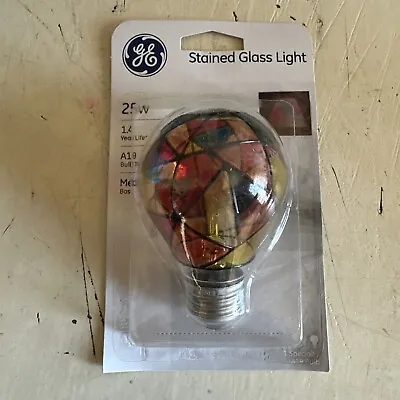 New GE Stained Glass 25W Hand Painted Light Bulb General Electric Decorative FUN • $12.95