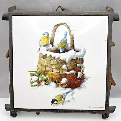 Marjolein Bastin 7.5  Cast Iron And Ceramic Trivet / Plaque Bird Theme Sri Lanka • $25