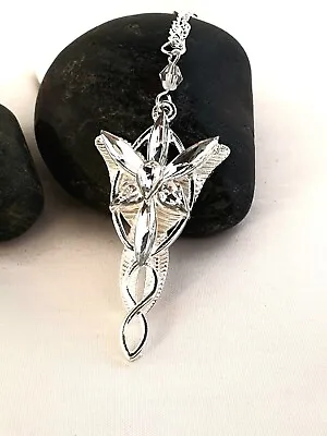Lord Of The Rings Silver ARWEN EVENSTAR Necklace Pendant Hobbit LOTR | UK STOCK • £5.99