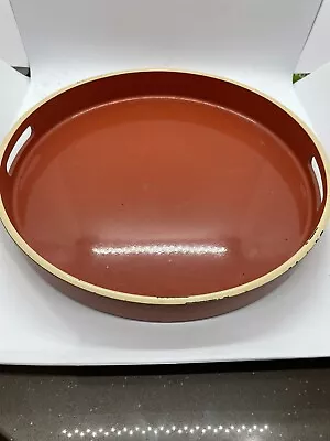 Burnt Orange Retro Bar Drinks Tray Round Party Vintage • $34.01