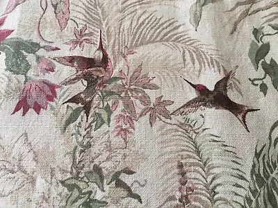 Vintage French Or English Floral Humming Bird Pillow Fabric Remnant~Rose Sage  • $38