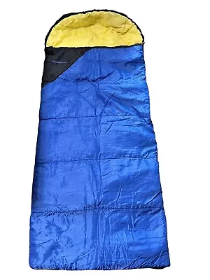 EDDIE BAUER Rectangle One Person Sleeping Bag With Hoodie Blue And Yellow • $14.96