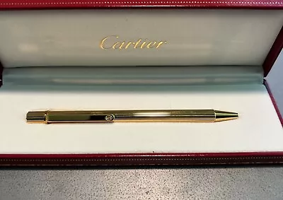 Vintage Must De Cartier Quadrille Gold Plated Ballpoint Pen VGC ST150090 • $128.40