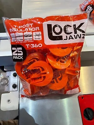 LockJawz Electric Fence T Post Insulators (25)pk  - Orange (T-360) • $18.99