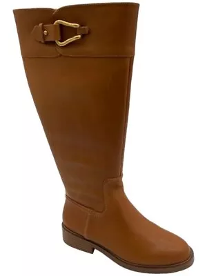 Vince Camuto Wide Calf Leather Riding Boots Andalian Golden Walnut • $79.99