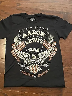 Black M Aaron Lewis Liberty Or Death Patriot Band Staind Concert Shirt NEW • $22.49