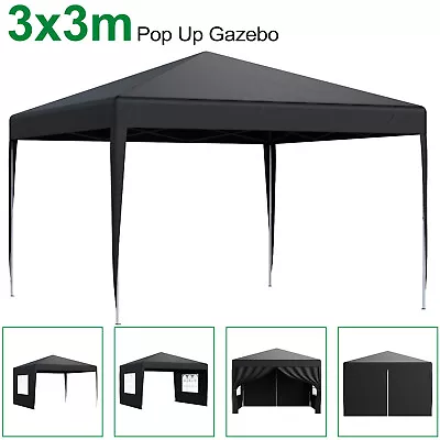 3x3m Heavy Duty Pop-up Gazebo Camping Party Garden Canopy Tent Outdoor+Carry Bag • £81.49