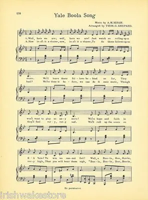 YALE UNIVERSITY Vintage Song Sheet C1941  Yale Boola Song  Original • $24.99