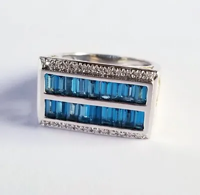 Laura Ramsey 14k Yellow / White Gold Baguette London Blue Topaz & Diamond Ring • $899.99