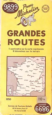 Map Of France Vintage Grand Routes Michelin 1950 • $10