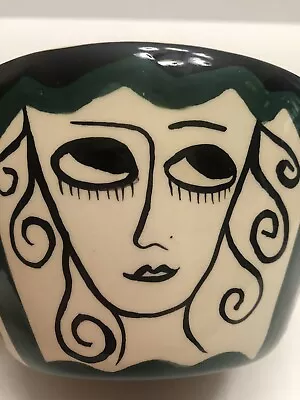 $45 • Buy Vintage Ceramic Studio Art Colorful Eclectic Bowl Signed By Artist Super Cool