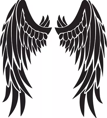 Guardian Angel Wings - Black Vinyl Graphic Decal Car Windows Laptop Notebook • $4.40