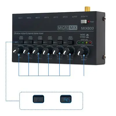 £25.48 • Buy 6 Channel Stereo Line Mixer DC 5V Stage Mixer Extension Sound Mixing Console
