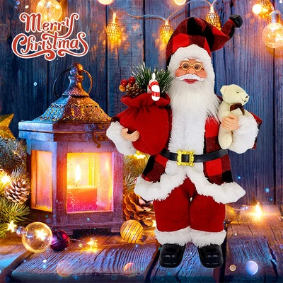 Father Christmas Statue Decorative Standing Santa Figure Luxury Festive Decor UK • £13.99