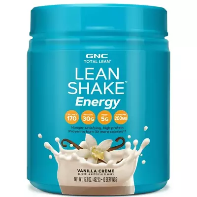 GNC Total Lean Shake Energy Vanilla Creme Powder 16.3 Oz 10 Servings  06/10/2024 • $14.99