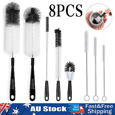 8X/Set  Nylon Straw Brush Set Cleaner Bottle Glass Tube Pipe Small Long Cleaning • $18.95