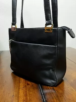 Worthington GENUINE LEATHER Shoulder Bag Vintage Handbag Purse Satchel Black • $29