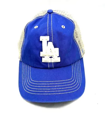 Vintage Los Angeles Dodgers Snapback Trucker Hat Mesh Cap Blue Men's 47 Brand • $19.95