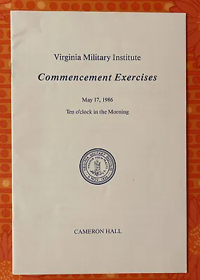 Virginia Military Institute VMI Commencement Exercises Program May 17 1986 • $4.49
