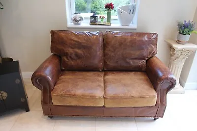 John Lewis Sofa In Vintage Brown Leather By Halo • £650