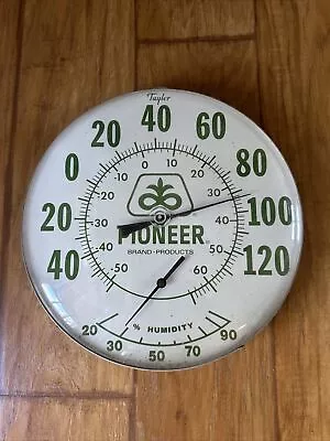 Vintage Taylor Pioneer Seed Brand Thermometer Hygrometer 12” Farming Advertising • $21.50