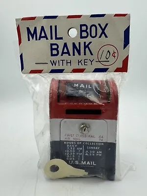 NOS Vintage Post Office Mail Box Bank With Key U.S. Mail Japan Tin Toy • $29.99