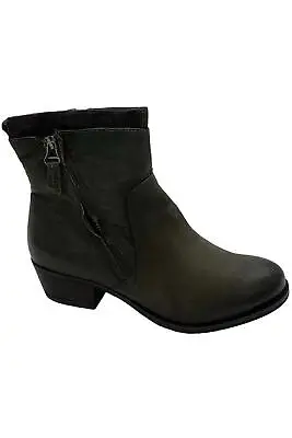 Miz Mooz Leather Wide Width Heeled Ankle Boots Bronte Olive • $74.99