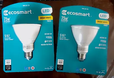 EcoSmart 75 Watt PAR30 Dimmable ENERGY STAR LED  Bright White (2) Bulbs • $14.99