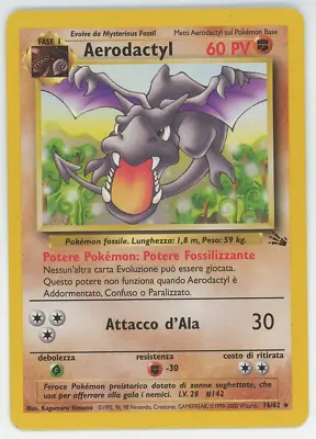 ITALIAN Aerodactyl 16/62 Rare NM Unlimited Fossil Set Pokemon Card 2000 WOTC • $6.99