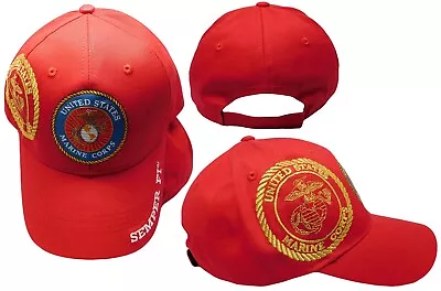 US Marine Corps Emblem Shadow Semper Fi Red Cap Hat - Officially Licensed • $12.88