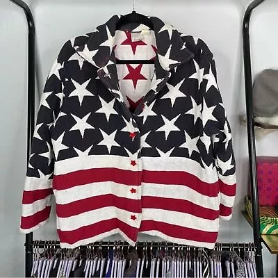 Vintage Roaman’s Americana Flag Blanket Jacket • $29