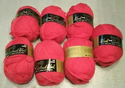 7 Skeins 2 Oz Ea Vtg Fleishers 95% Wool And 5% Shetland Wool Yarn 784 Dark Pink • $22.50