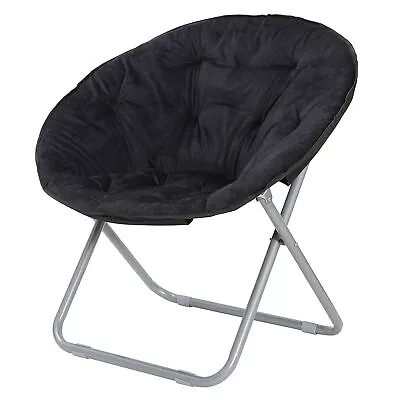 Large Moon Chair Folding Padded Outdoor Patio Indoor Living Room Black Steel • $38.58