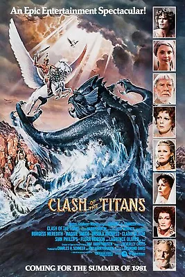 CLASH OF THE TITANS V1 RETRO 80s MOVIE POSTER Classic Greatest Cinema Art A4 • £3.75