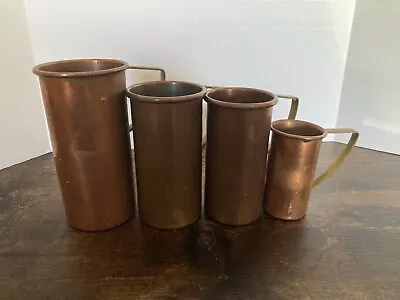 Vintage Copper Measuring Cups Set Of 4 Portugal Cooper 1 3/4 1/2 1/4 Cups • $13.59