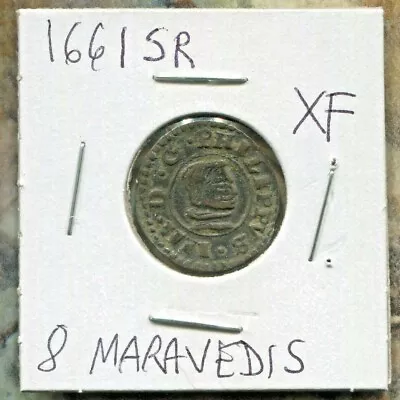 Spain - Fantastic Historical Felipe Iv 8 Maravedis 1661 Sr (milled Coinage) • $95