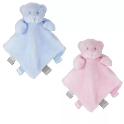 Baby Comforter Blanket Teddy Bear Taggies Soft Toy Gift   Blue Pink   Soft Touch • £9.77