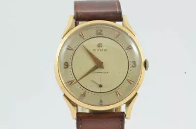 CYMA CYMAFLEX Hand Wound Men's Watch 34MM 18K 750 Solid Gold Vintage RAR • $2087.18