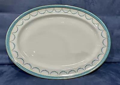 ANTIQUE MINTON ENAMEL TURQUOISE & GOLD Raised Jeweled Platter PLATE #3 • $200