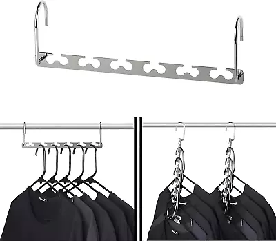 KLEVERISE 4 Pack Space Saving Hangers Stainless Steel Space Saver Hangers For C • $14.22