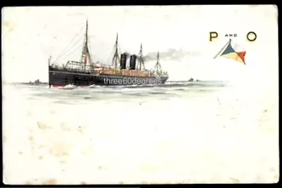 Early Shipping Art Postcard: P&O Line - S.S. Oceana. Company House Flag. PM 1903 • £5.50