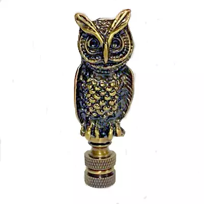 Owl Lamp Shade Finial ~ Antique Brass  (finial Thread) • $11.90