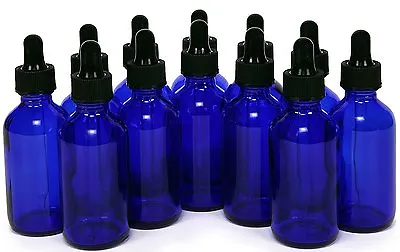 1oz Cobalt Blue Glass Bottles With Glass Eye Dropper Pack Of 12- New ! 30 ML  • $13.49