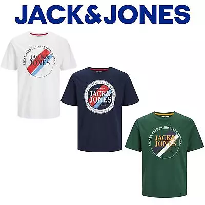 Men's Designer Logo Crew Neck T-shirt Jack & Jones Mens Cotton Tee Top For Men • £9.99